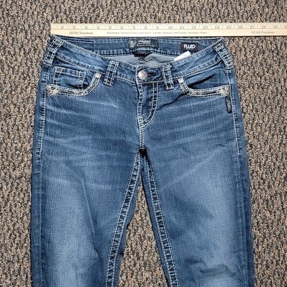 Silver AIKO Mid Slim Boot Cut Fluid Denim Jeans Size 29 - Picture 8 of 15